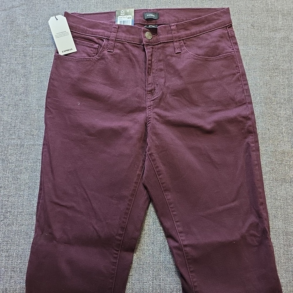 Express Women's Mid-Rise Comfy Stretch Bootcut 5 Pocket Jean 12 Wine Wash